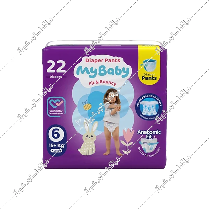 پوشک بچه شورتی سایز 6 مای بیبی بسته 22 عددی