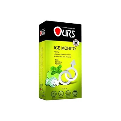 کاندوم تاخیری خاردار و شیاردار موهیتو اورز مدل Ice Mohito بسته 12 عددی