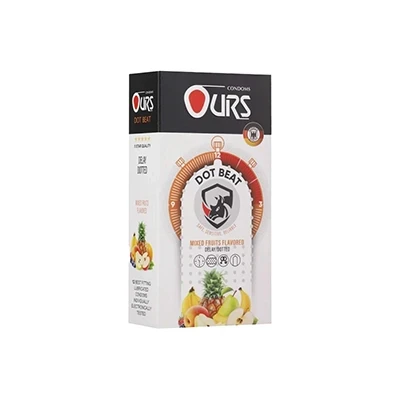 کاندوم تاخیری خاردار چند میوه اورز مدل Dot Beat بسته 12 عددی