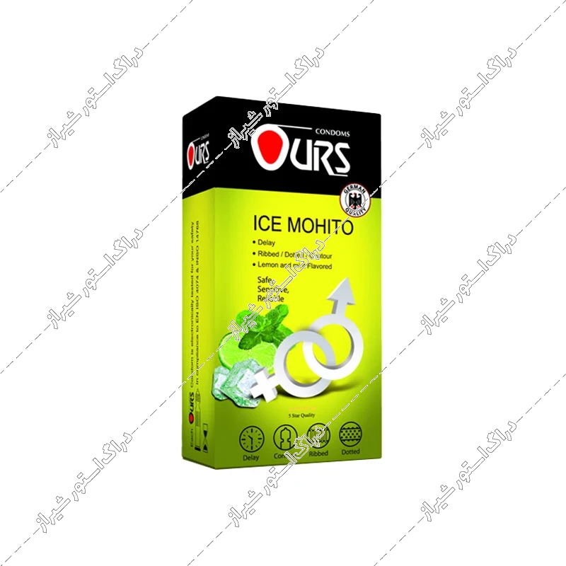 کاندوم تاخیری خاردار و شیاردار موهیتو اورز مدل Ice Mohito بسته 12 عددی