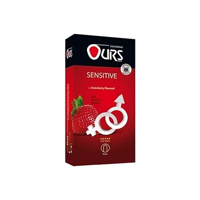 کاندوم ساده اورز توت فرنگی مدل Sensitive بسته 12 عددی